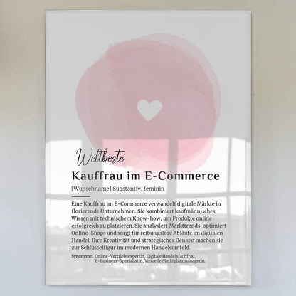 Acrylglas Bild Poster Kauffrau im E-Commerce mit Namen