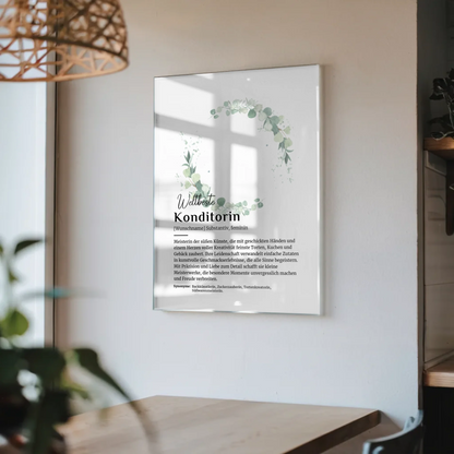 Acrylglas Bild Poster Definition Konditorin mit Namen