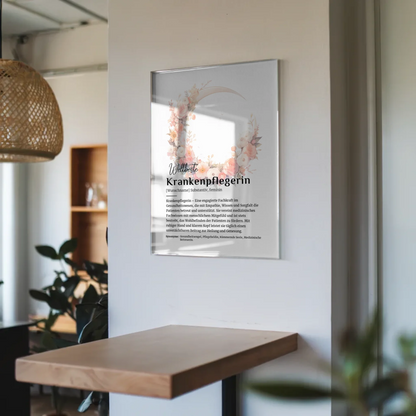 Acrylglas Bild Poster Definition Krankenpflegerin mit Namen Geschenk