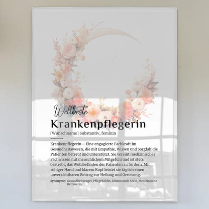 Acrylglas Bild Poster Definition Krankenpflegerin mit Namen Geschenk
