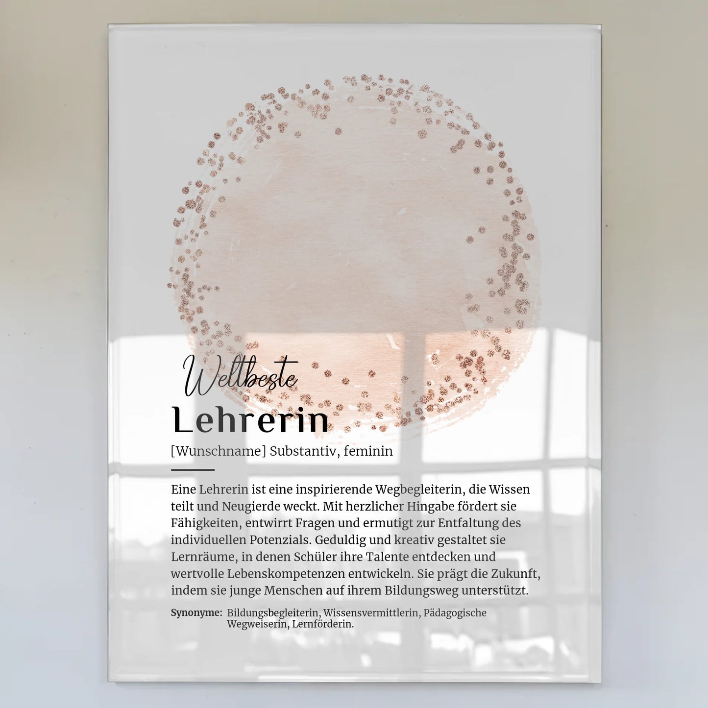 Acrylglas Bild Poster Definition Lehrerin mit Namen Geschenk