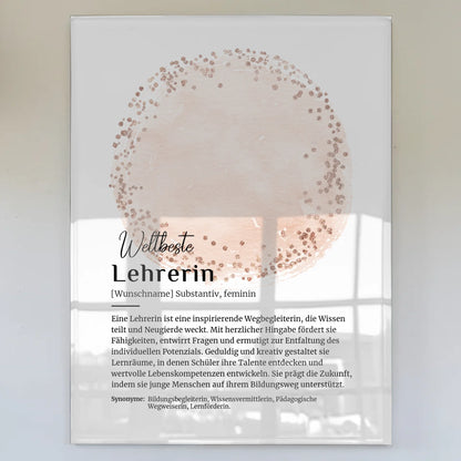 Acrylglas Bild Poster Definition Lehrerin mit Namen Geschenk