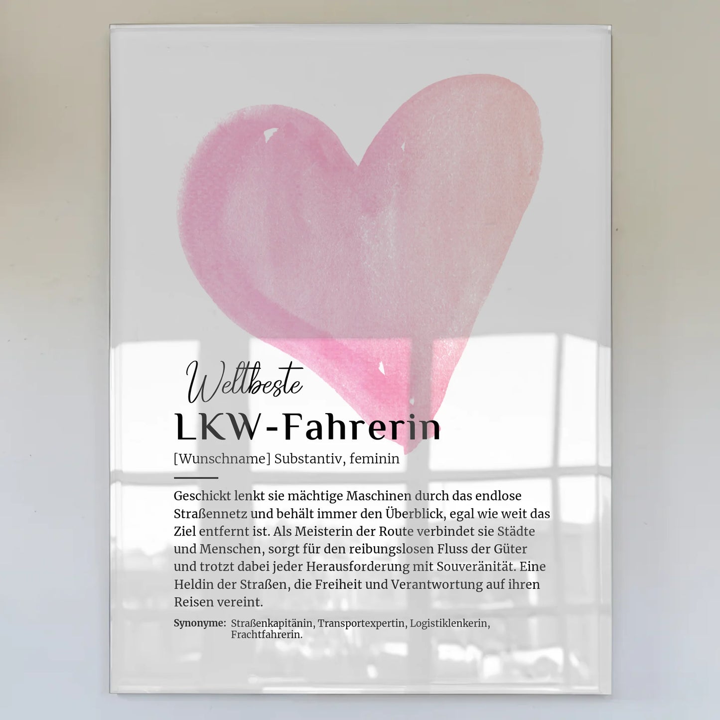 Acrylglas Bild Poster LKW-Fahrerin mit Namen Geschenk
