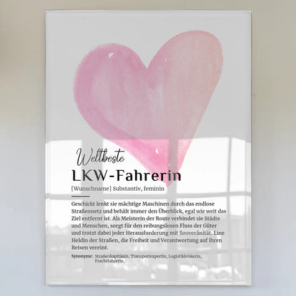 Acrylglas Bild Poster LKW-Fahrerin mit Namen Geschenk