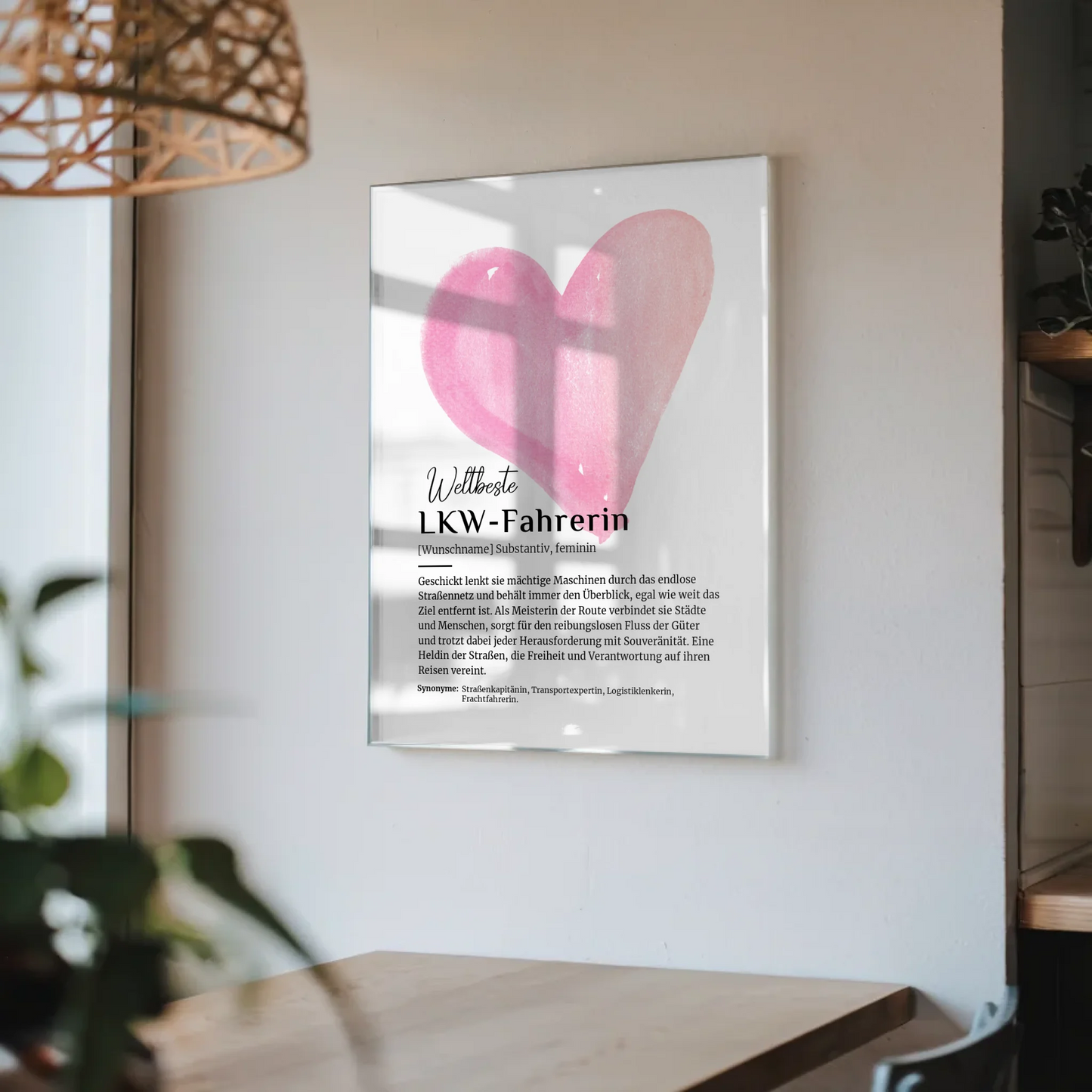 Acrylglas Bild Poster LKW-Fahrerin mit Namen Geschenk