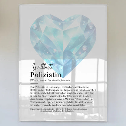 Acrylglas Bild Poster Definition Polizistin mit Namen Geschenk