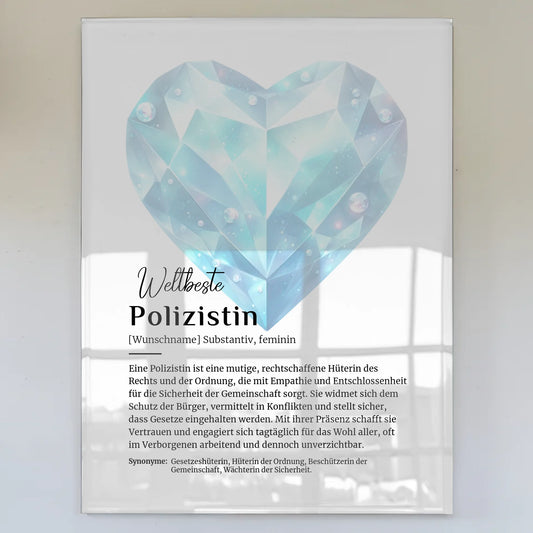 Acrylglas Bild Poster Definition Polizistin mit Namen Geschenk