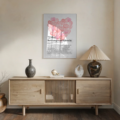 Acrylglas Bild Poster Definition Rettungssanitäterin mit Namen Geschenkidee