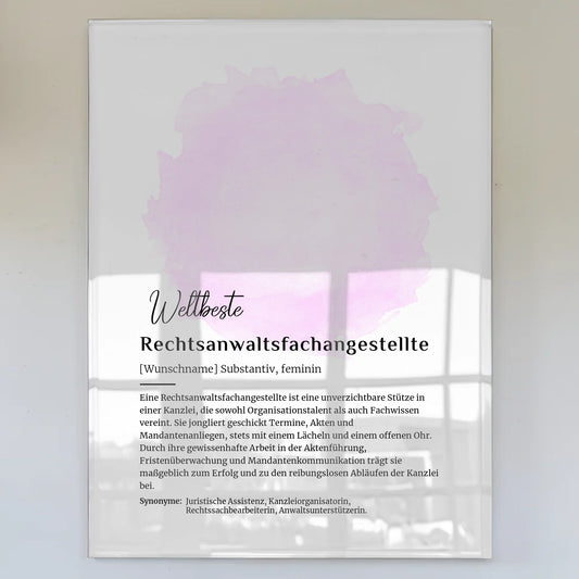 Acrylglas Bild Poster Definition Rechtsanwaltsfachangestellte mit Namen Geschenkidee