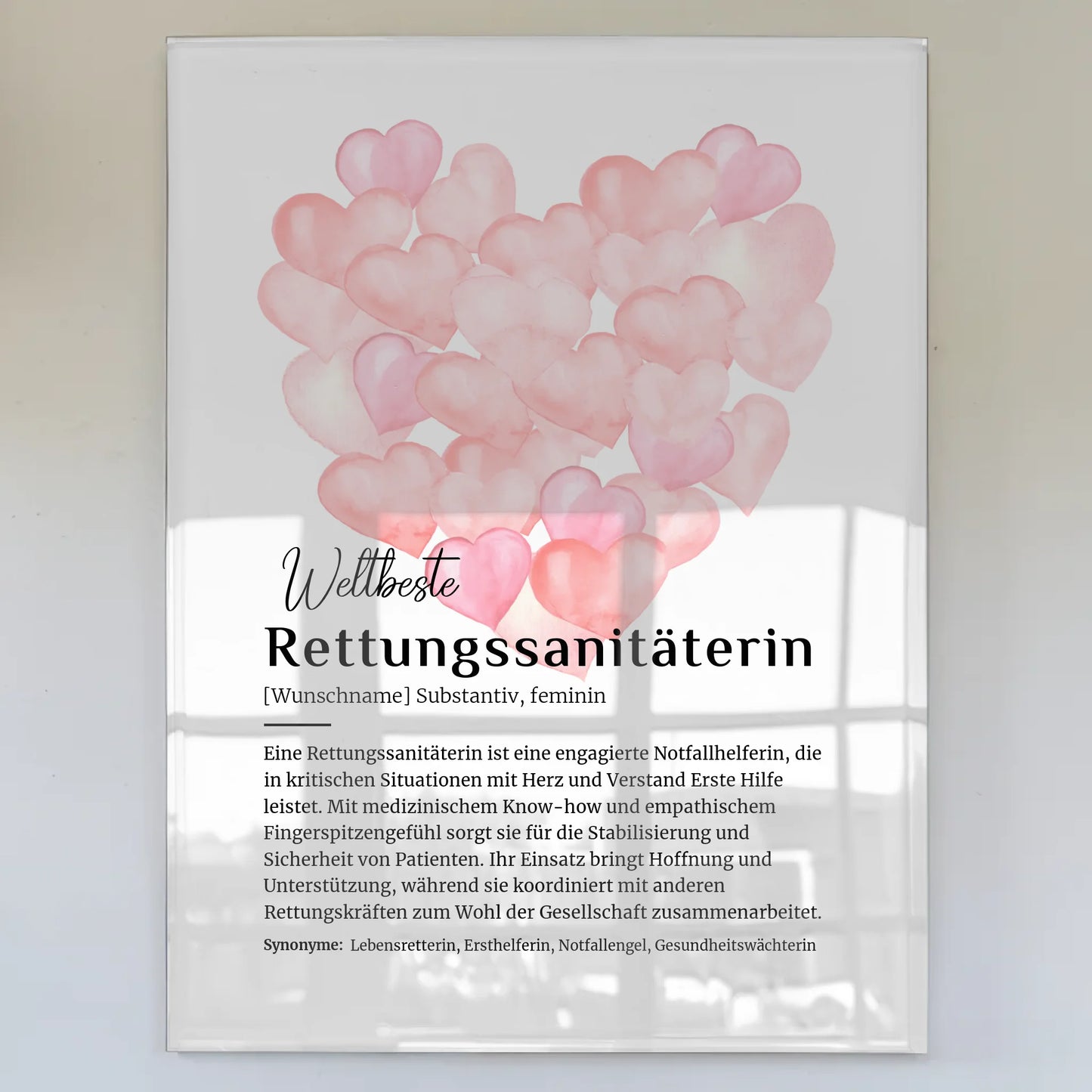 Acrylglas Bild Poster Definition Rettungssanitäterin mit Namen Geschenkidee