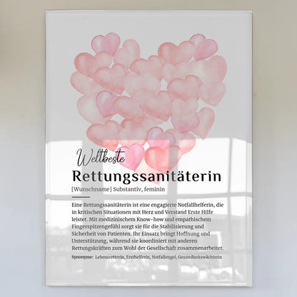 Acrylglas Bild Poster Definition Rettungssanitäterin mit Namen Geschenkidee