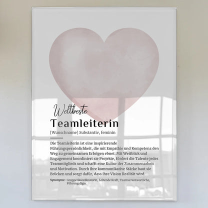 Acrylglas Bild Poster Definition Teamleiterin mit Namen