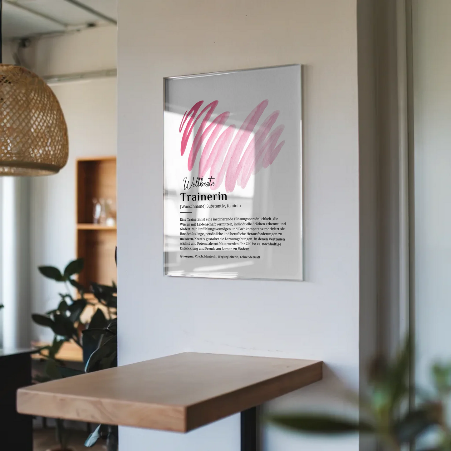 Acrylglas Bild Poster Definition Trainerin mit Namen Geschenk