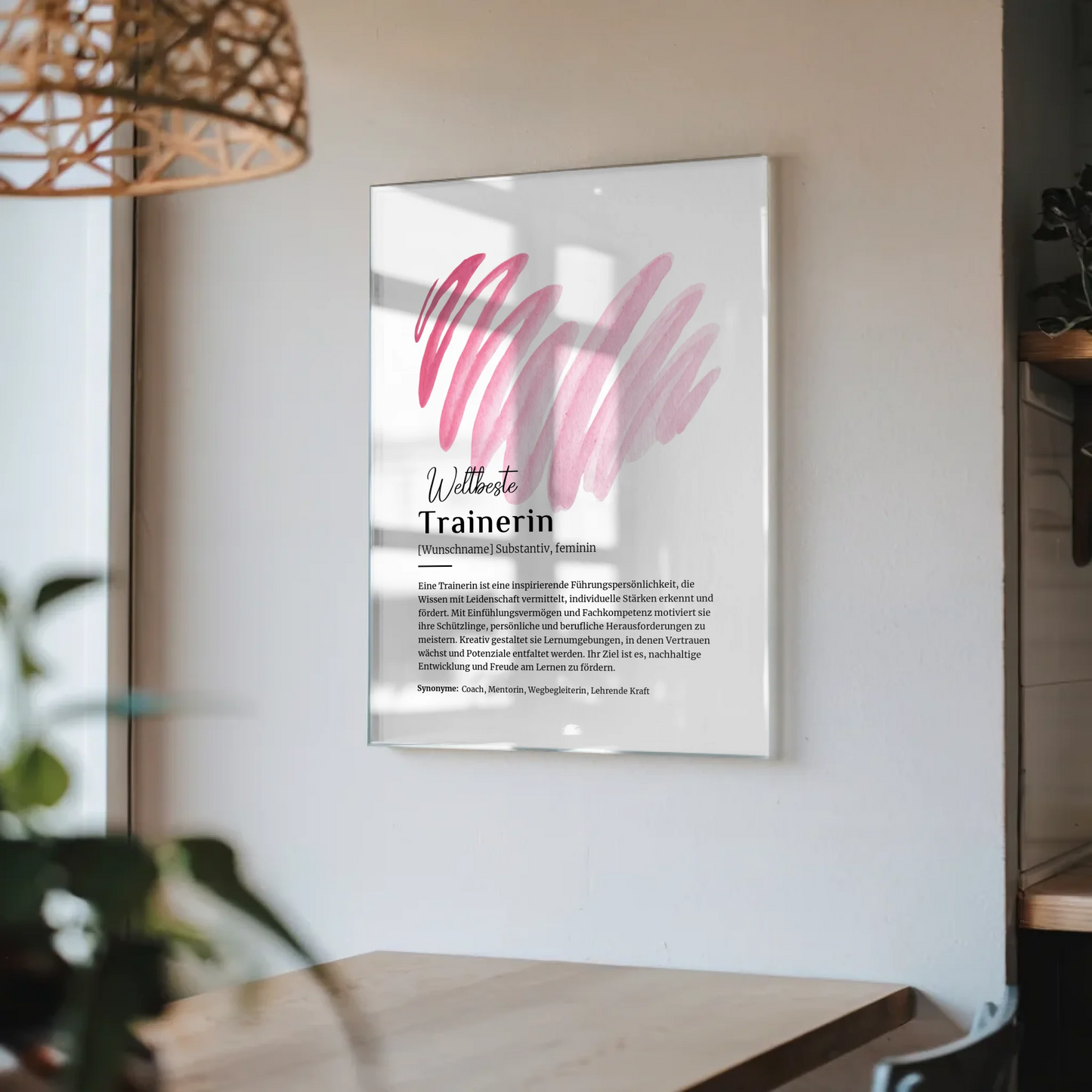 Acrylglas Bild Poster Definition Trainerin mit Namen Geschenk