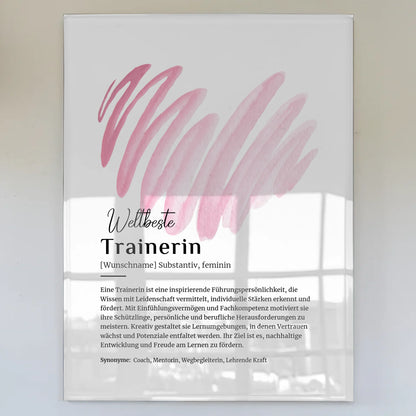 Acrylglas Bild Poster Definition Trainerin mit Namen Geschenk