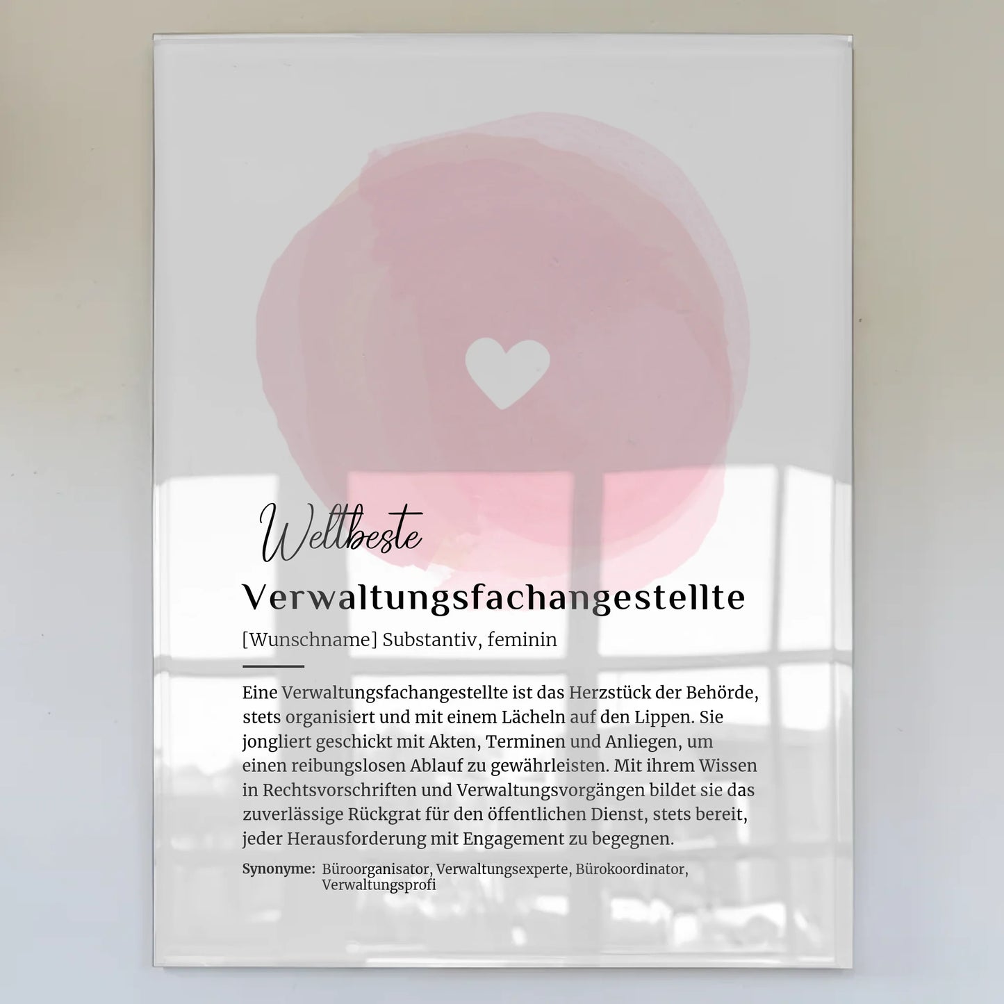 Acrylglas Bild Poster Verwaltungsfachangestellte mit Namen Geschenk