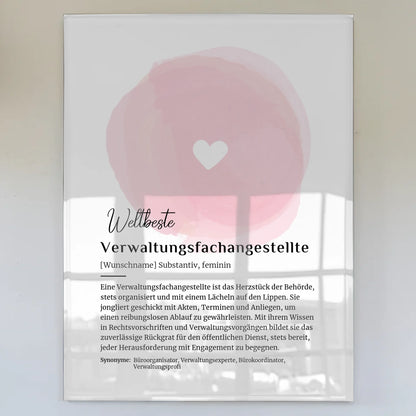 Acrylglas Bild Poster Verwaltungsfachangestellte mit Namen Geschenk