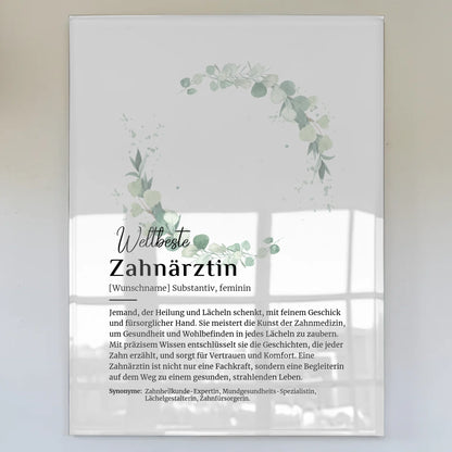 Acrylglas Bild Poster Definition Zahnärztin mit Namen Geschenk