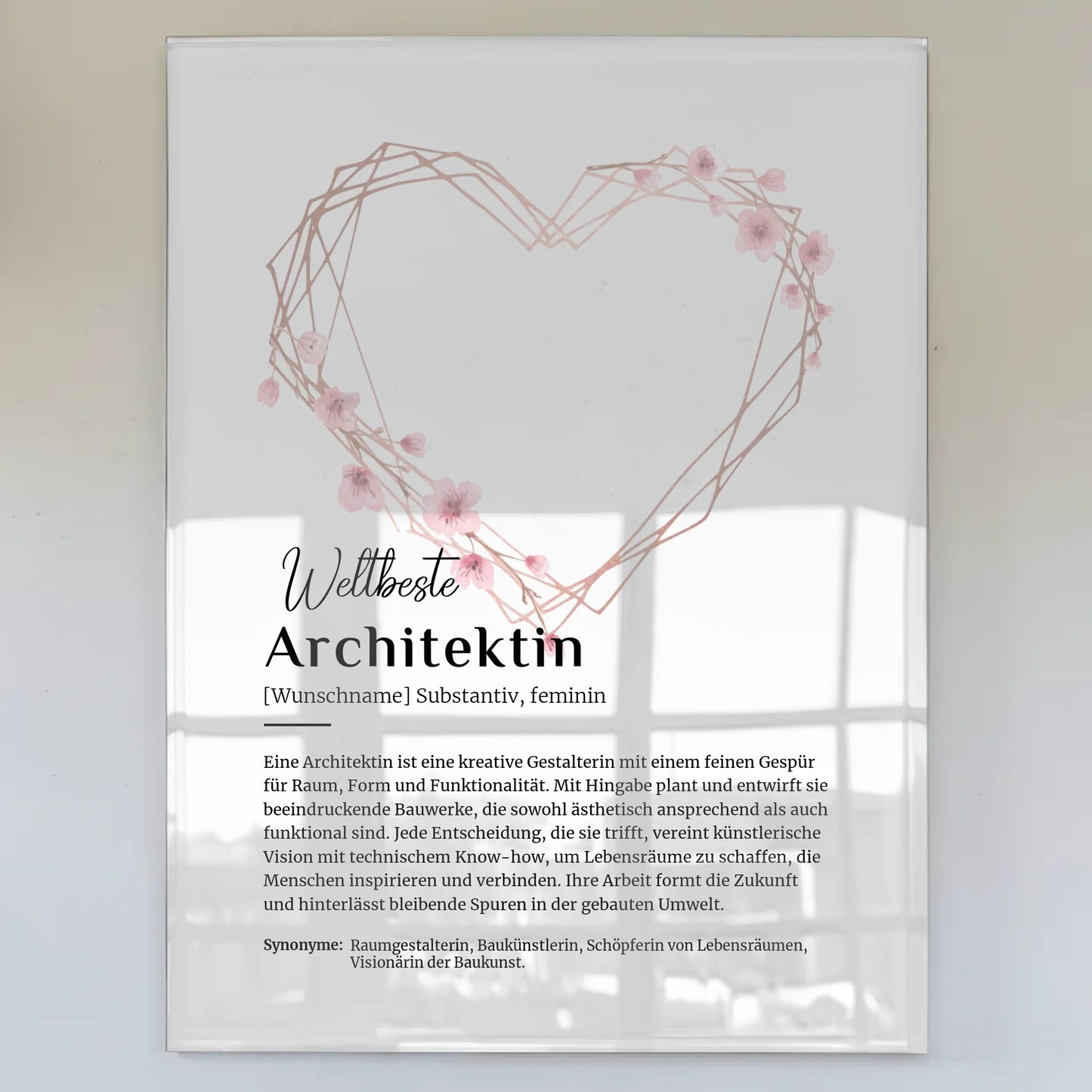 Acrylglas Bild Poster Definition Architektin mit Namen Geschenk