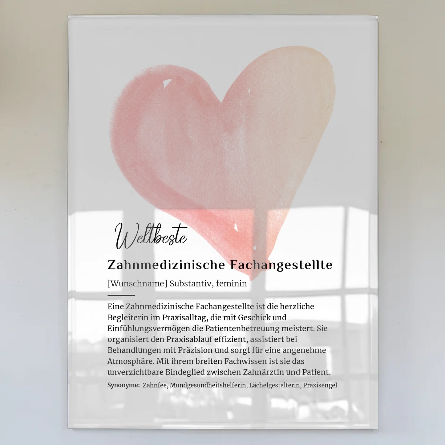 Acrylglas Bild Poster Definition Kosmetikerin mit Namen