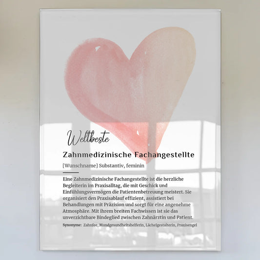 Acrylglas Bild Poster Definition Kosmetikerin mit Namen