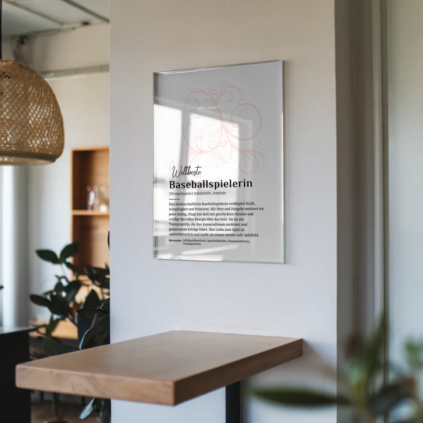 Acrylglas Bild Poster Definition Baseballspielerin mit Namen Geschenkidee