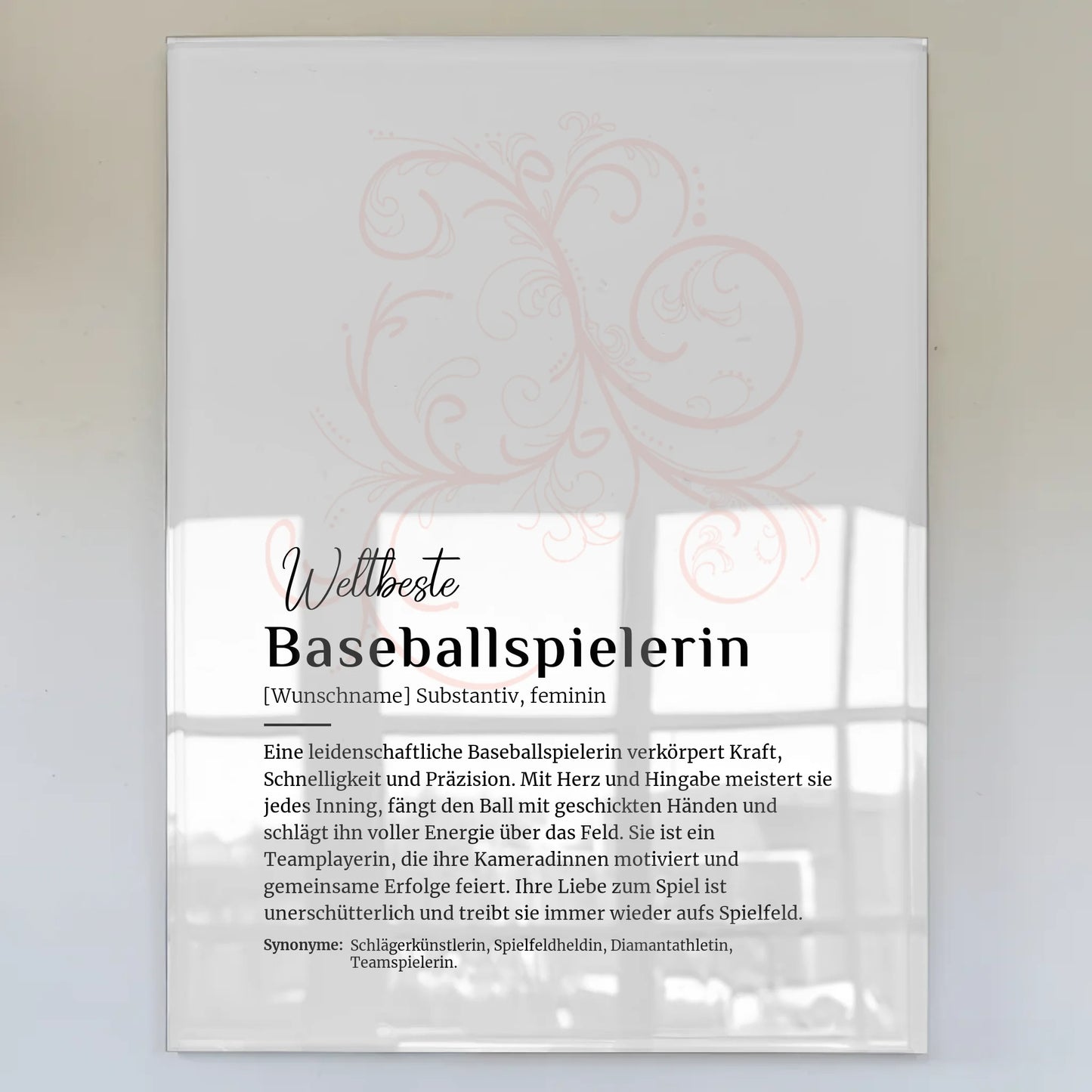 Acrylglas Bild Poster Definition Baseballspielerin mit Namen Geschenkidee