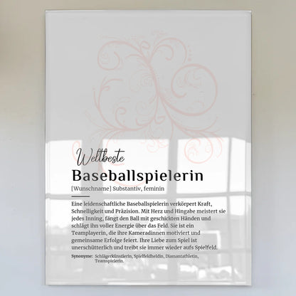 Acrylglas Bild Poster Definition Baseballspielerin mit Namen Geschenkidee