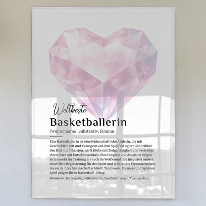 Acrylglas Bild Poster Basketballerin mit Namen Geschenk