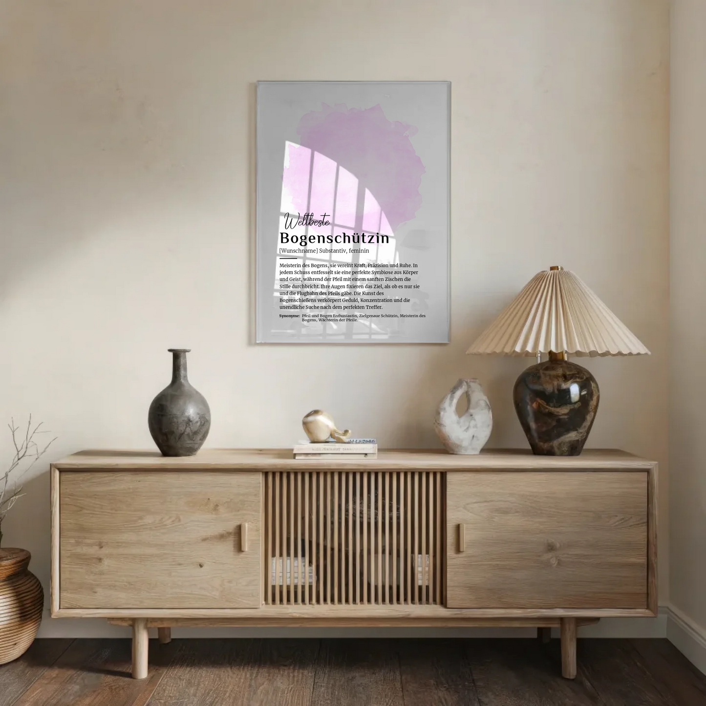 Acrylglas Bild Poster Bogenschützin mit Namen Geschenk