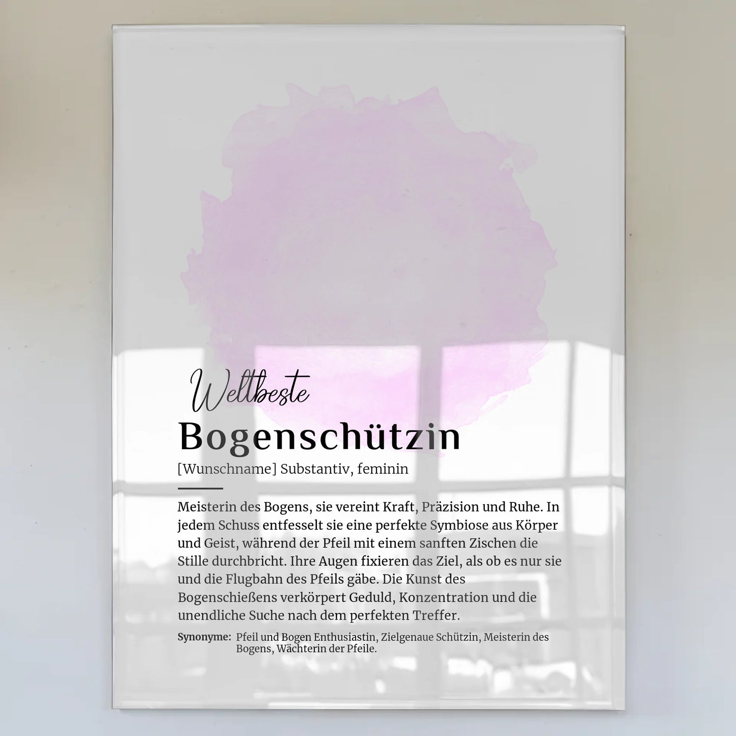 Acrylglas Bild Poster Bogenschützin mit Namen Geschenk