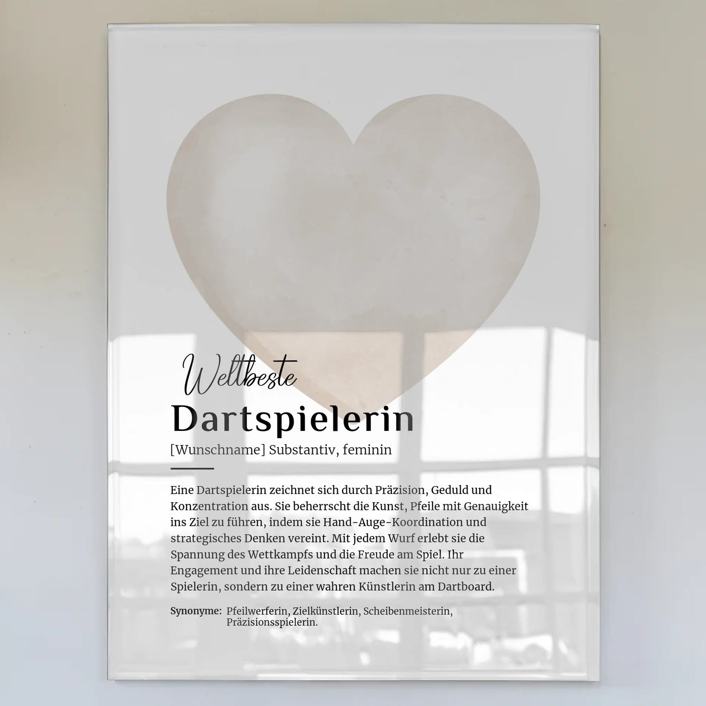 Acrylglas Bild Poster Definition Dartspielerin mit Namen
