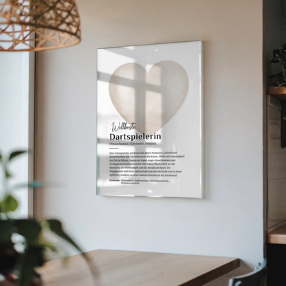 Acrylglas Bild Poster Definition Dartspielerin mit Namen