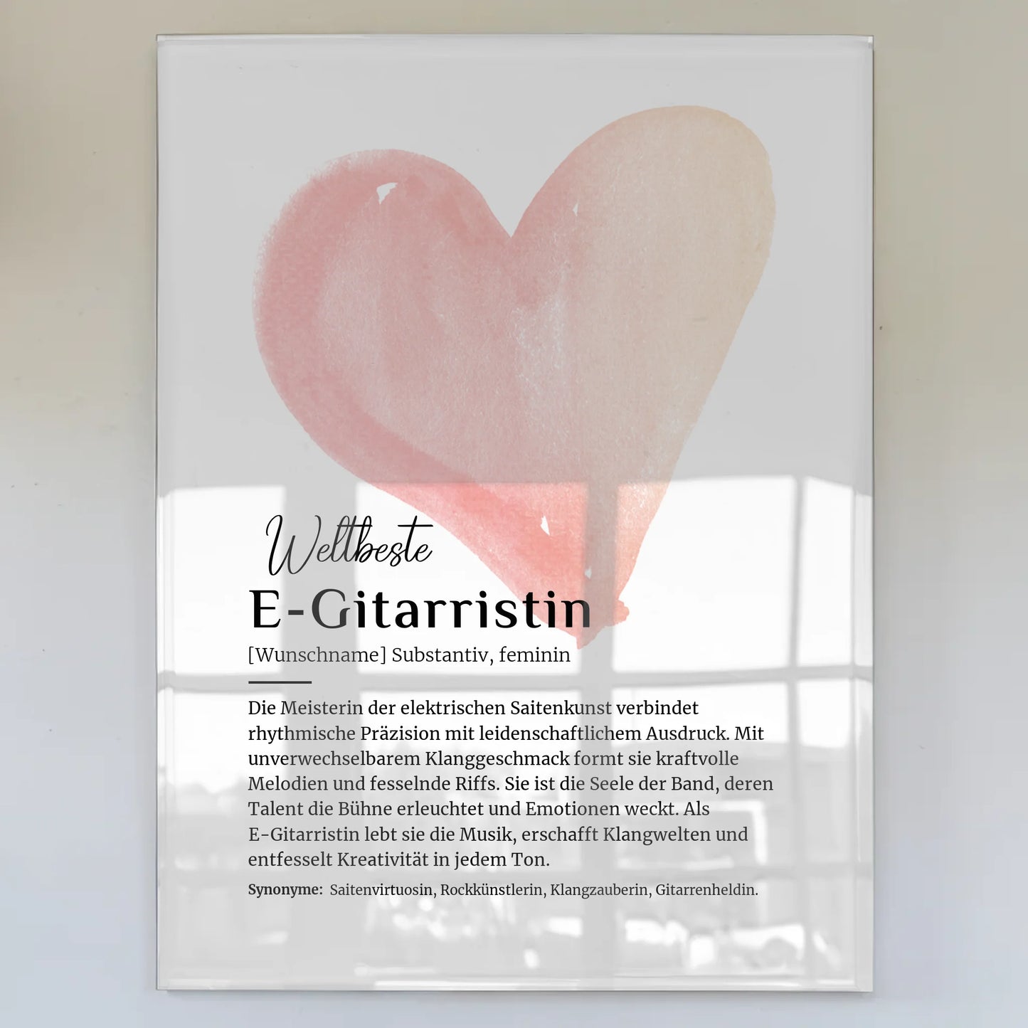 Acrylglas Bild Poster E-Gitarristin mit Namen Geschenk