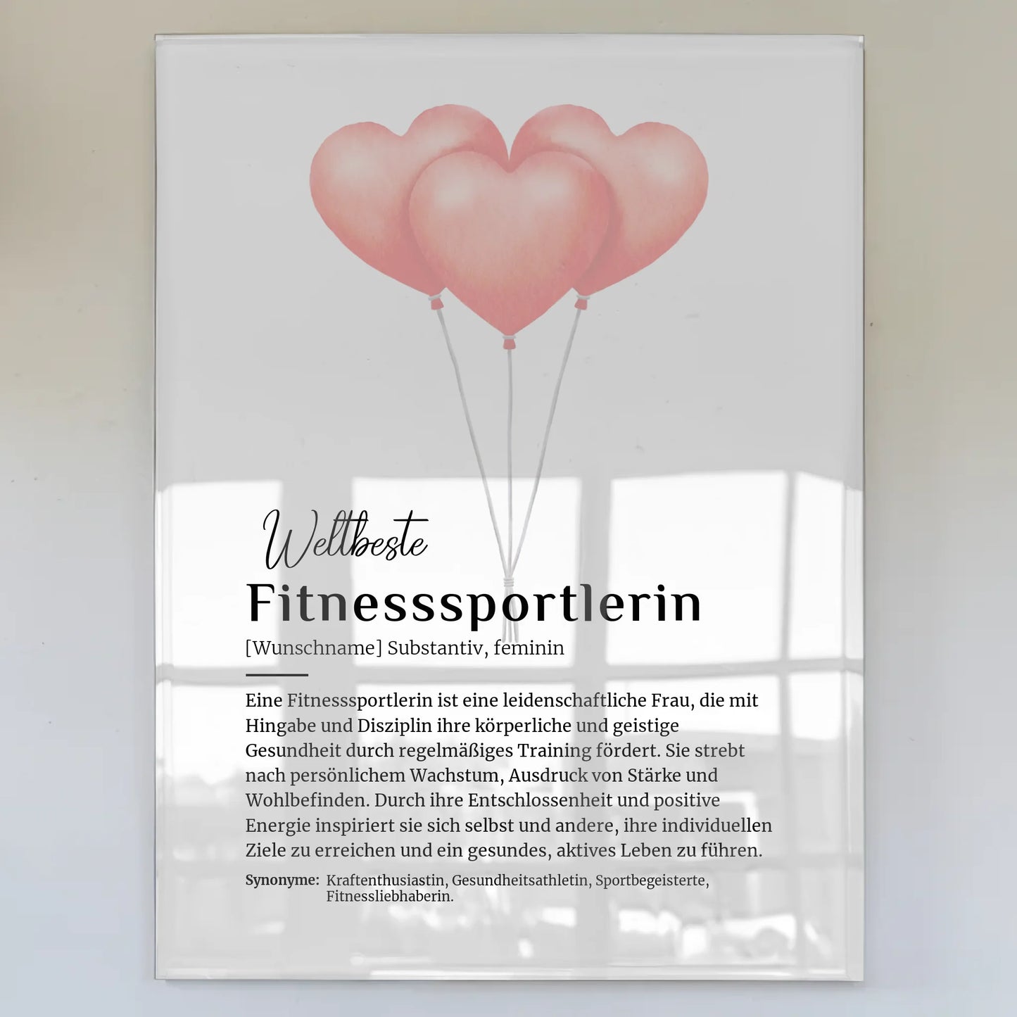 Acrylglas Bild Poster Fitnesssportlerin mit Namen Geschenk