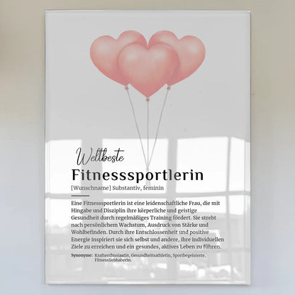 Acrylglas Bild Poster Fitnesssportlerin mit Namen Geschenk