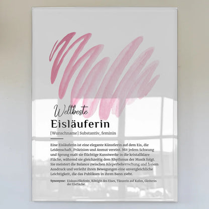 Acrylglas Bild Poster Eisläuferin mit Namen Geschenkidee