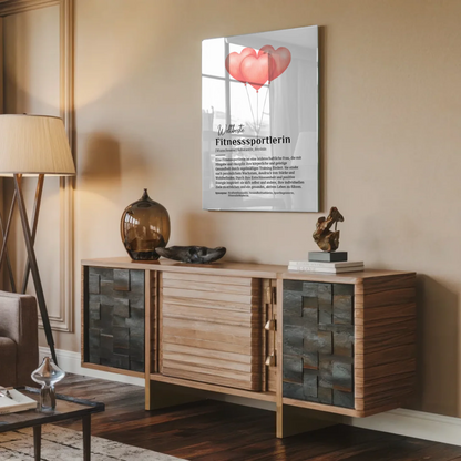 Acrylglas Bild Poster Fitnesssportlerin mit Namen Geschenk