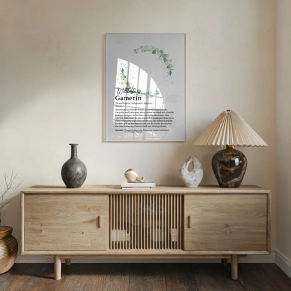 Acrylglas Bild Poster Definition Gamerin mit Namen Geschenkidee