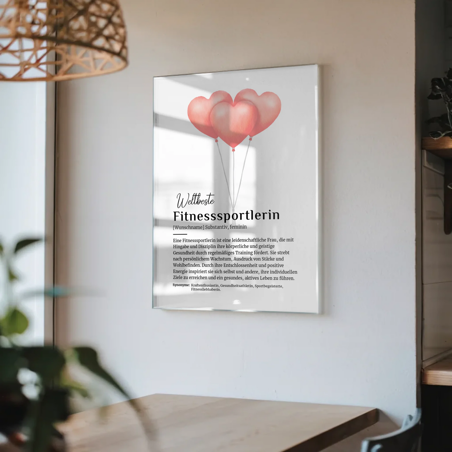 Acrylglas Bild Poster Fitnesssportlerin mit Namen Geschenk