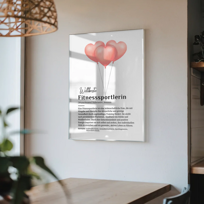 Acrylglas Bild Poster Fitnesssportlerin mit Namen Geschenk