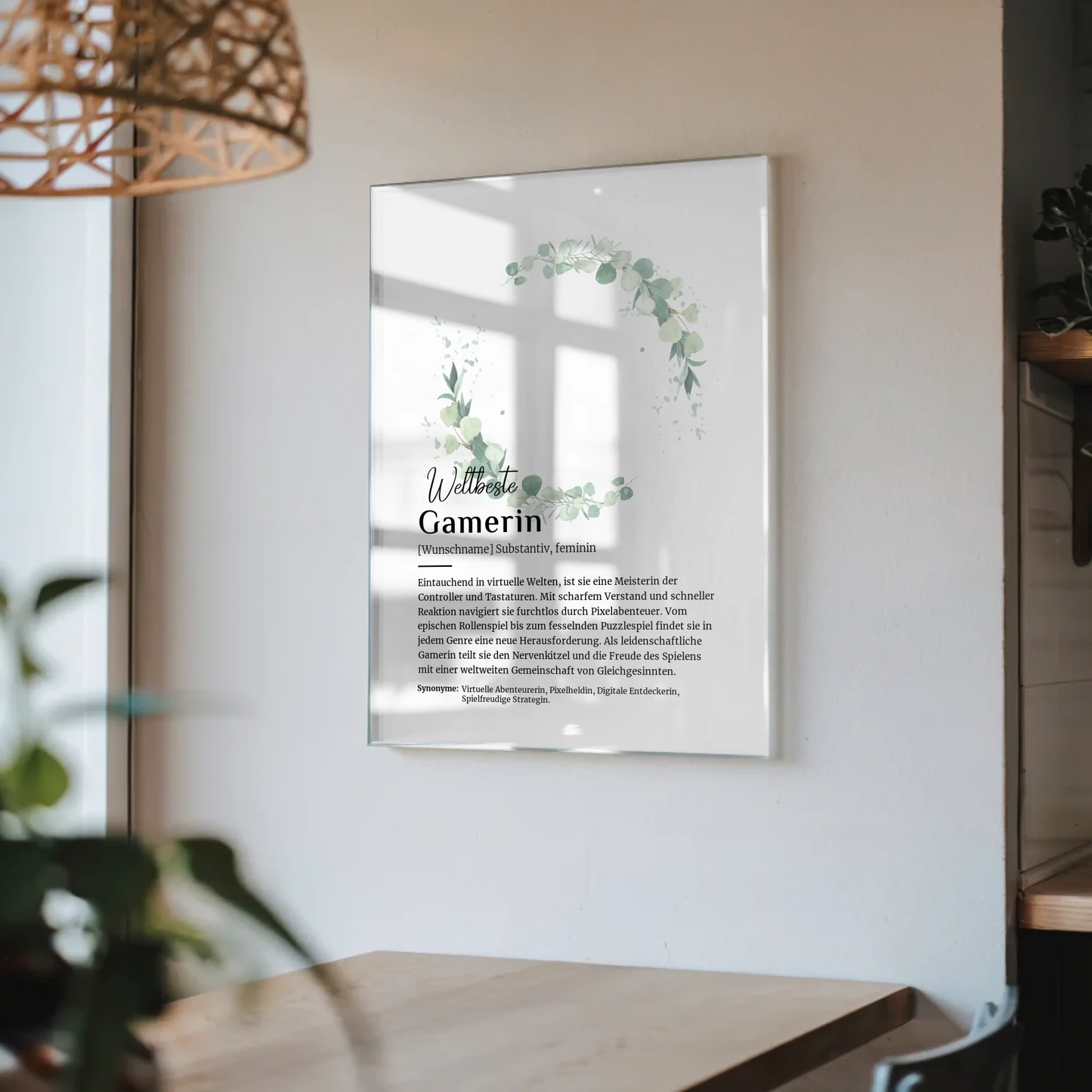 Acrylglas Bild Poster Definition Gamerin mit Namen Geschenkidee