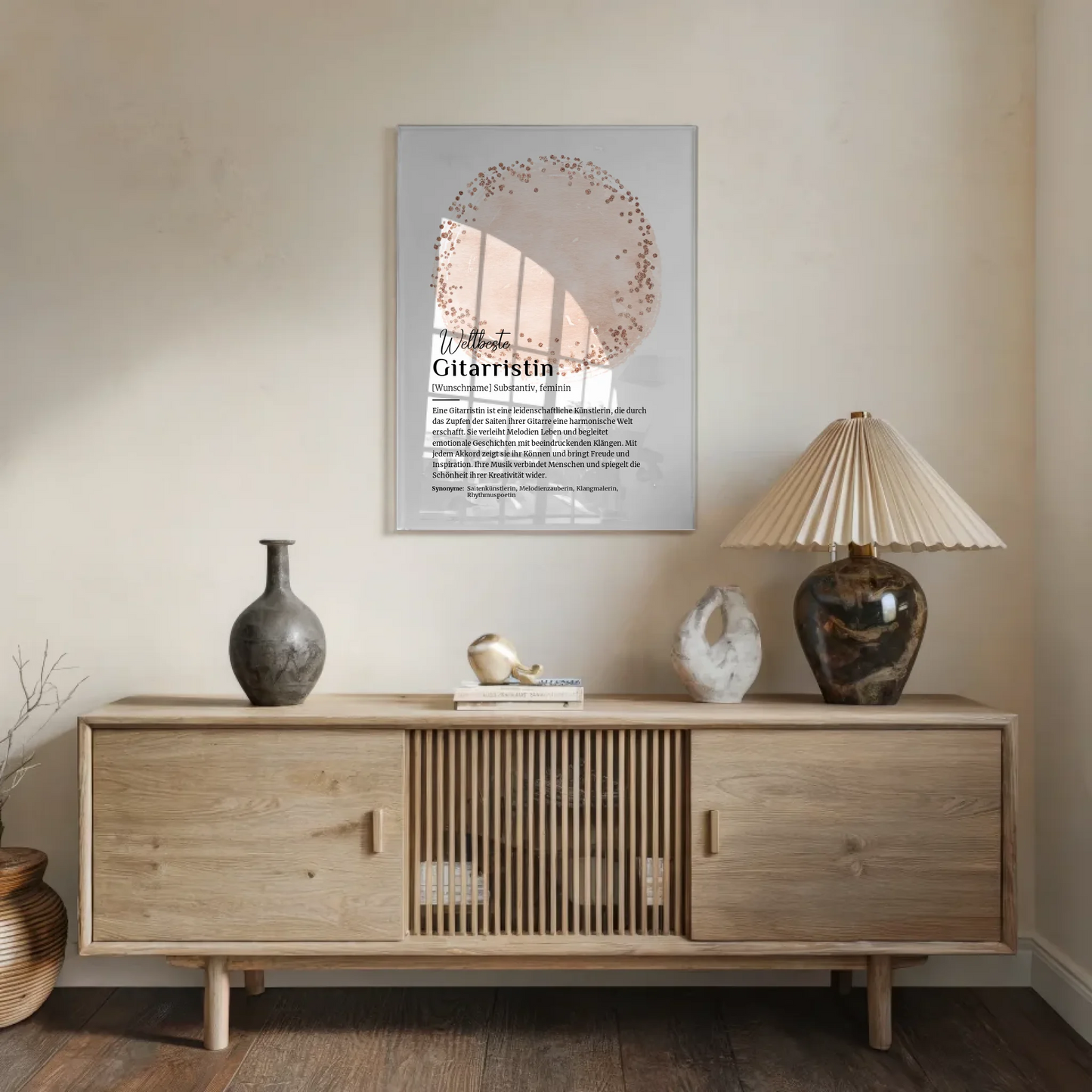 Acrylglas Bild Poster Gitarristin mit Namen Geschenkidee