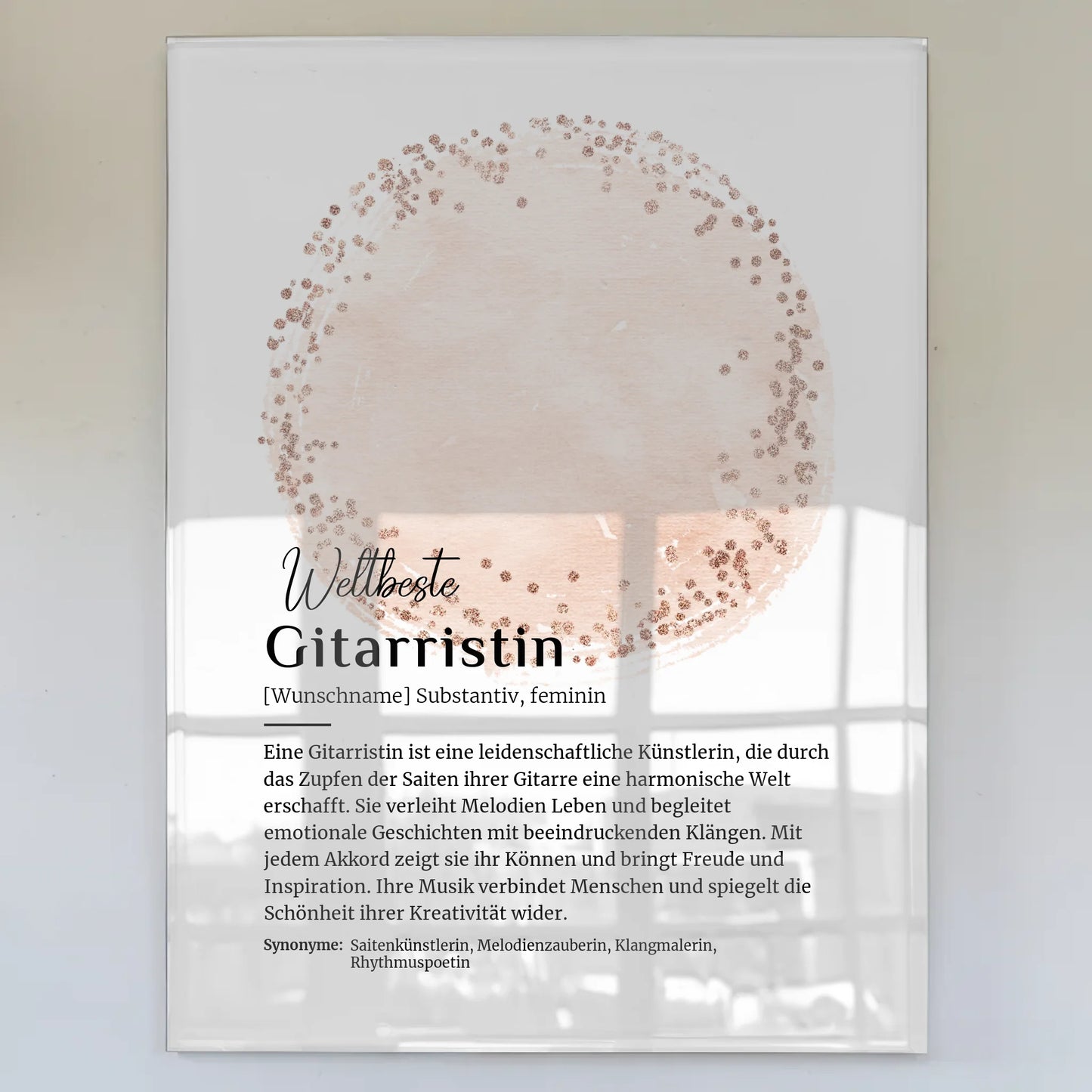 Acrylglas Bild Poster Gitarristin mit Namen Geschenkidee