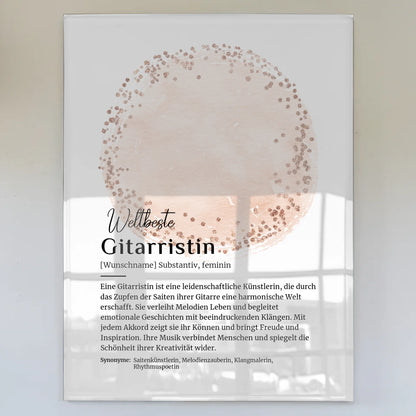 Acrylglas Bild Poster Gitarristin mit Namen Geschenkidee