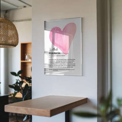 Acrylglas Bild Poster Häklerin Häkeln mit Namen Geschenk