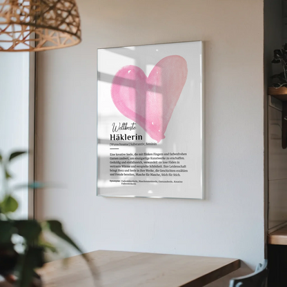 Acrylglas Bild Poster Häklerin Häkeln mit Namen Geschenk