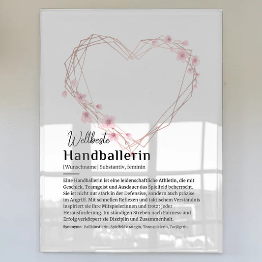 Acrylglas Bild Poster Handballerin mit Namen Geschenkidee