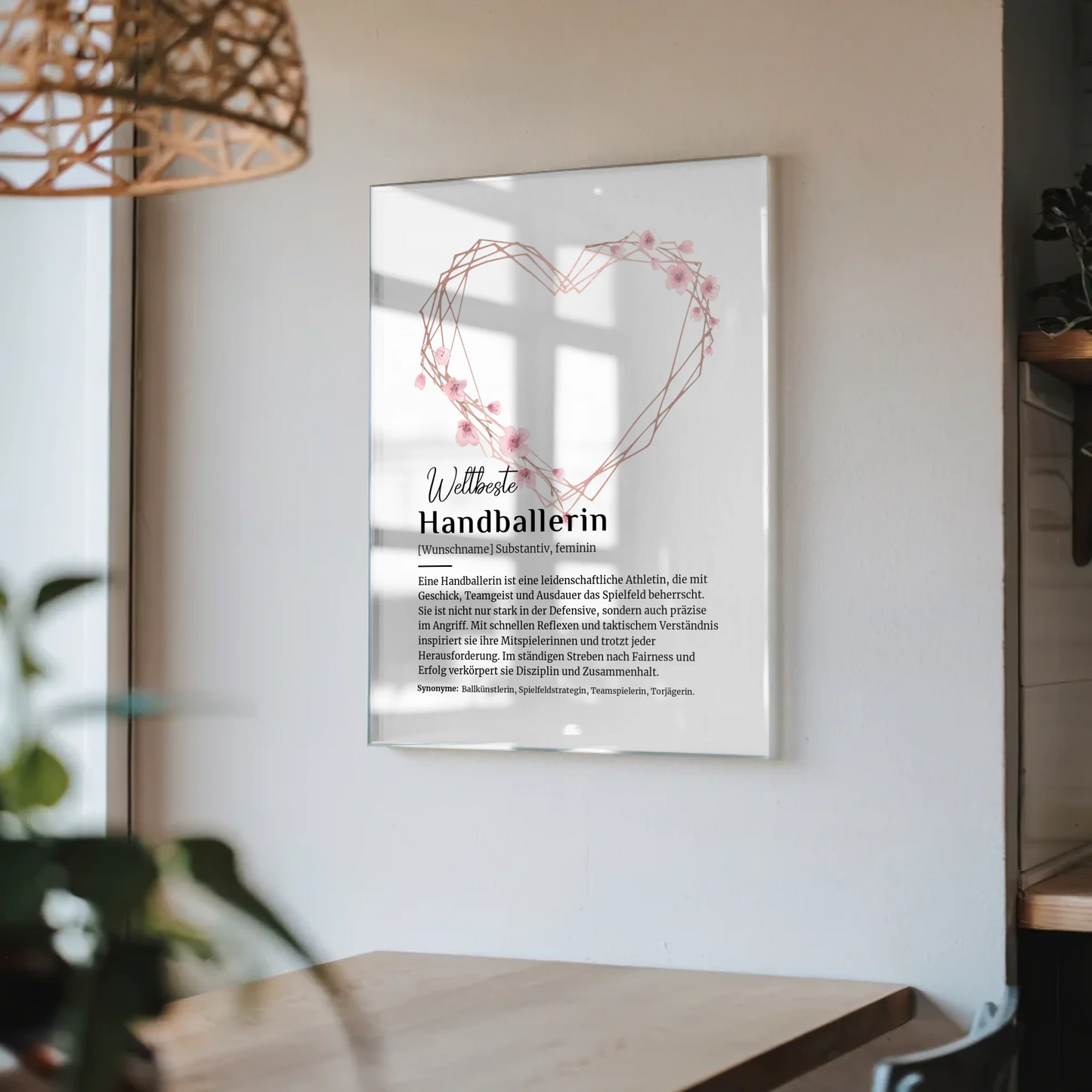 Acrylglas Bild Poster Handballerin mit Namen Geschenkidee