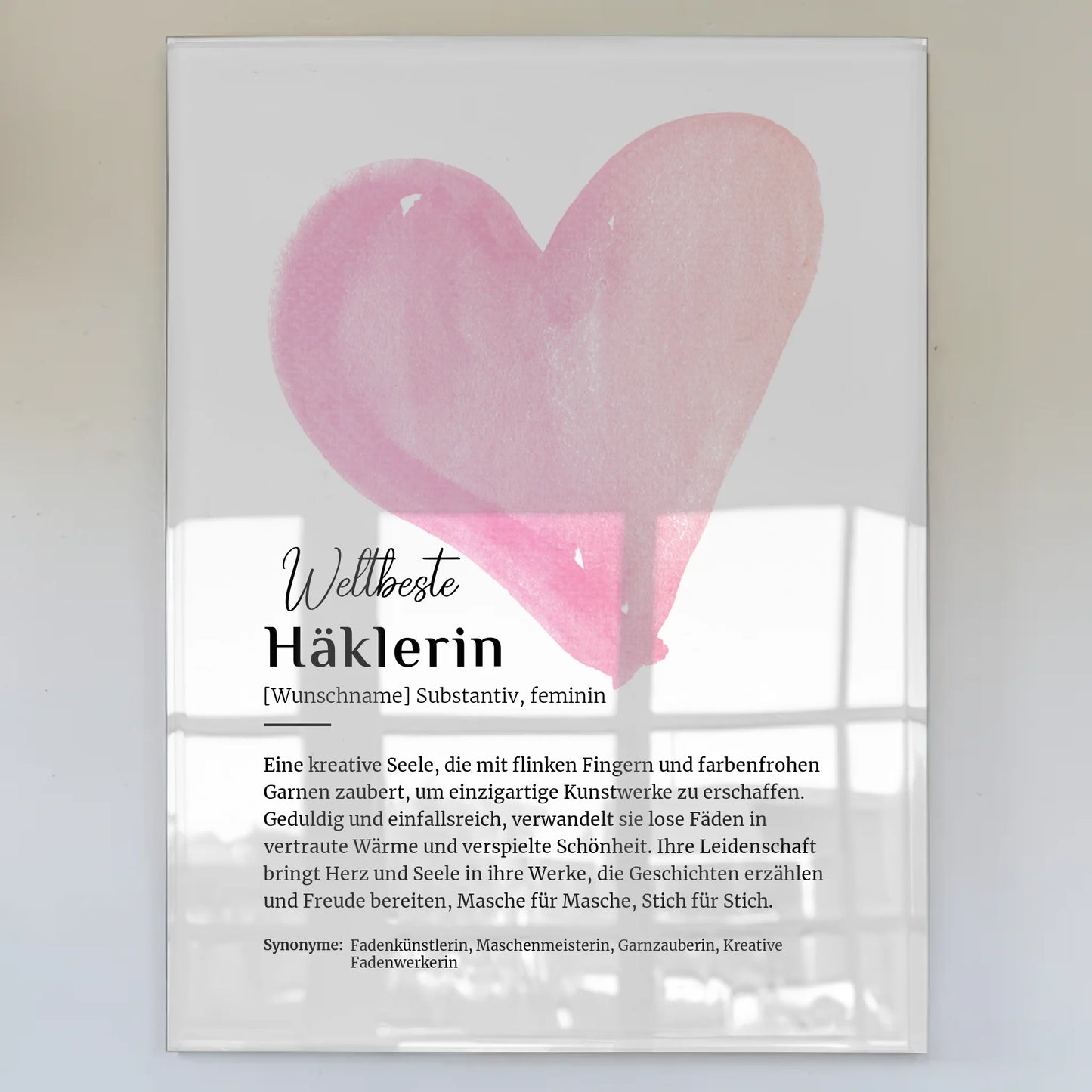 Acrylglas Bild Poster Häklerin Häkeln mit Namen Geschenk